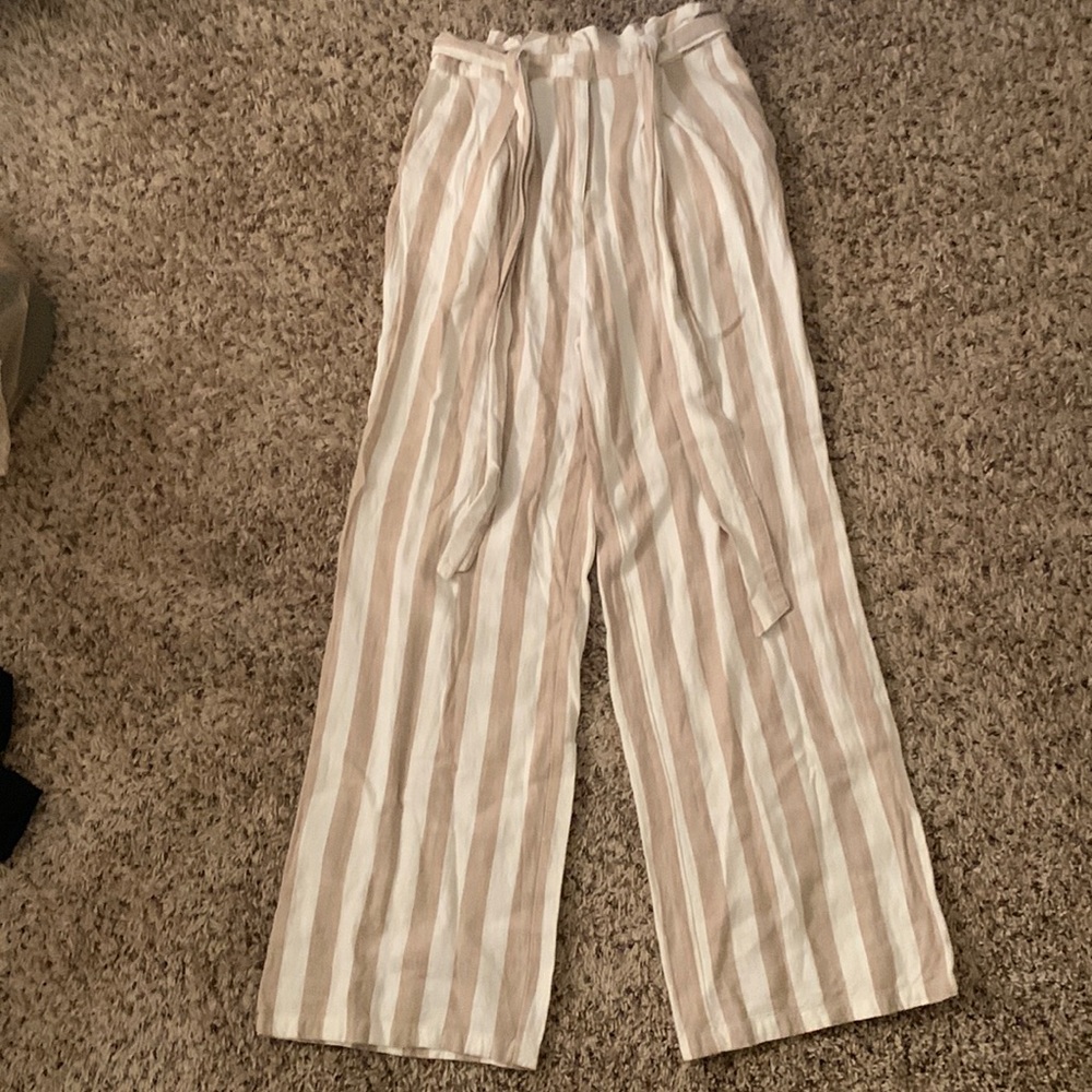 Forever 21 striped tan & white pants, size S.